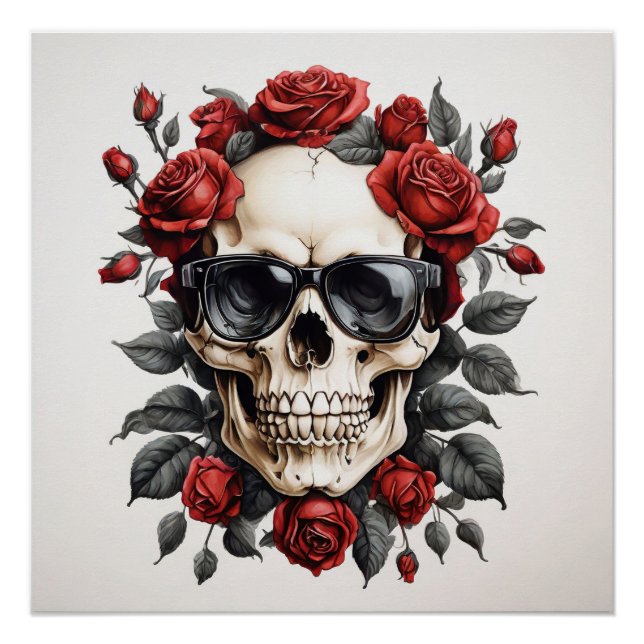 Schädel mit Brille Poster (Vorderseite)