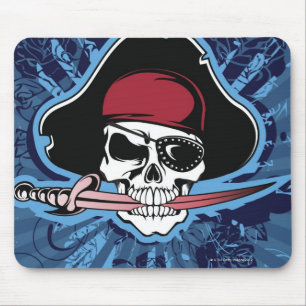Schädel mit dem Hut, dem Eyepatch und der Klinge Mousepad