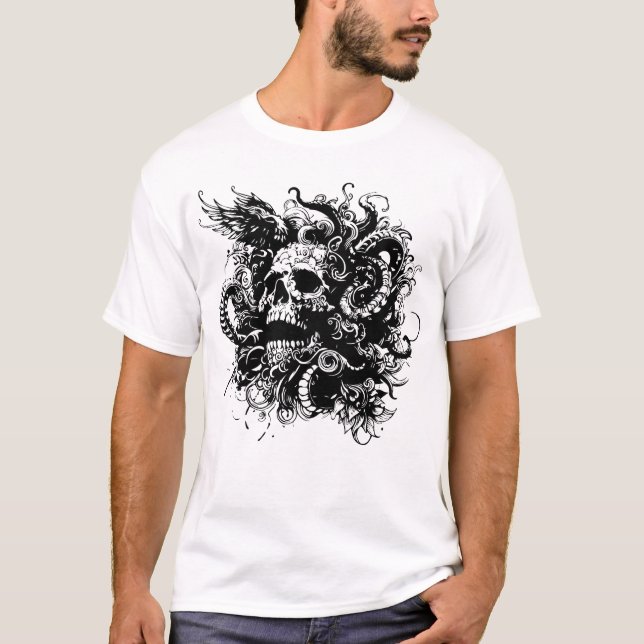 Schädel mit Drachen T-Shirt (Vorderseite)