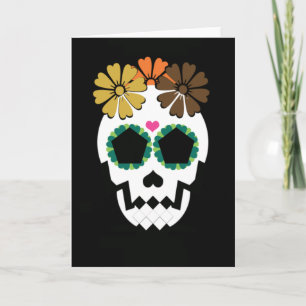 Schädel mit Fall-Hued Blumen Karte