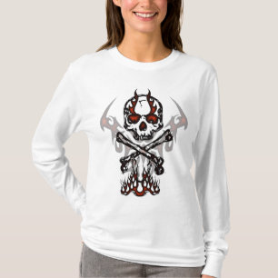 Schädel mit Flammen Hoodie T-Shirt