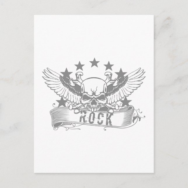 Schädel mit Flügelrock-Banner Postkarte (Vorderseite)