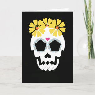 Schädel mit gelben Blumen Karte