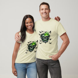 Schädel mit grünem Feuer - Horror Halloween Ar T-Shirt