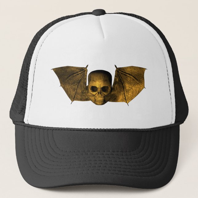 Schädel mit Heckflügel Truckerkappe (Vorderseite)