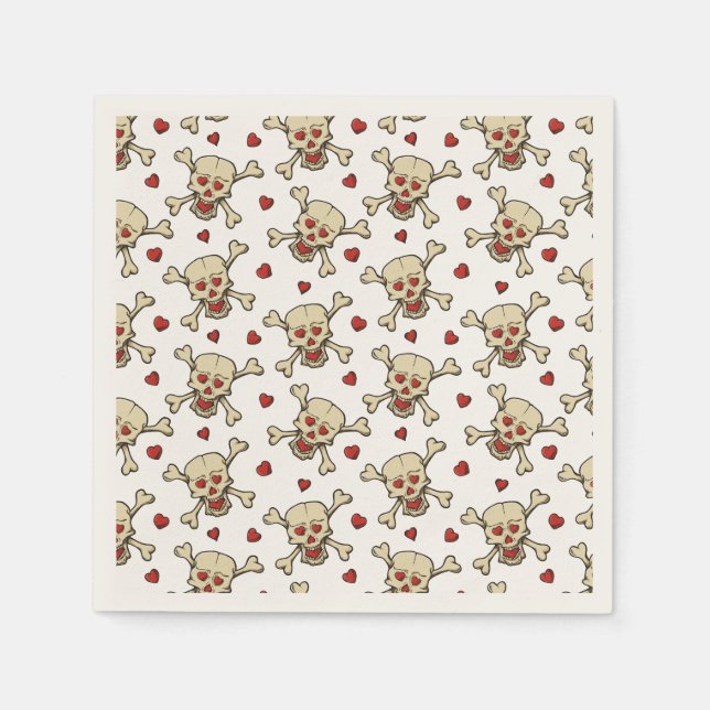 Schädel mit Herz-Muster Serviette (Vorderseite)