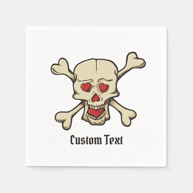 Schädel mit Herz Serviette (Vorderseite)
