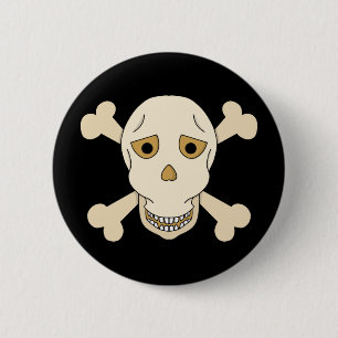 Schädel mit Kreuzknochen Button