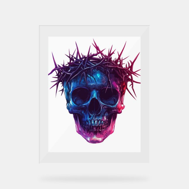 Schädel mit Krone von Thorns Acrylschild (Vorderseite)