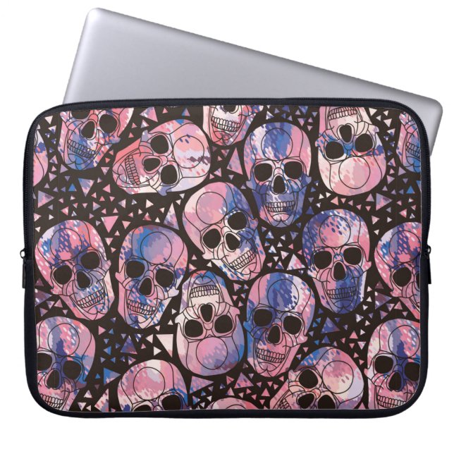 Schädel mit polygonalen Ornamenten. Halloween. nah Laptopschutzhülle (Vorderseite)