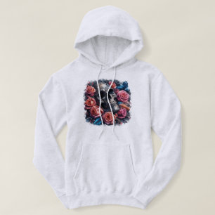 Schädel mit Rose und Bluebird Hoodie