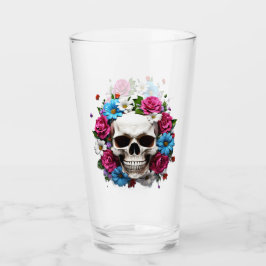 Schädel mit Rot-Weiß- und Blautönen Glas