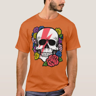 Schädel mit Rotem Bolzen und Blume T-Shirt