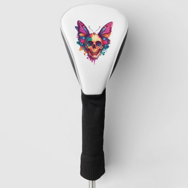 Schädel mit Schmetterlingsflügeln Golf Headcover (Vorderseite)