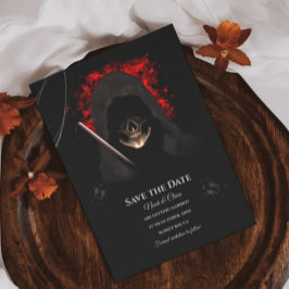 Schädel mit schwarz-moody, gotisch halbiert save the date