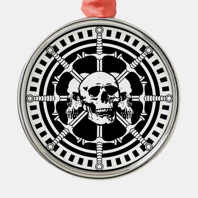 Schädel mit Schwertern Ornament Aus Metall (Vorne)