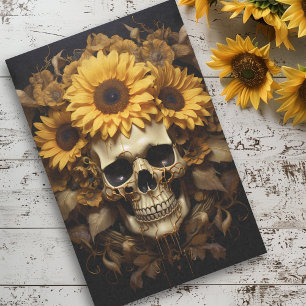 Schädel mit Sonnenblumen Gold Seidenpapier
