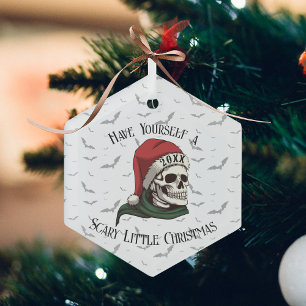 Schädel mit Weihnachtsmannmütze Weihnachtsbaumschm Ornament Aus Glas