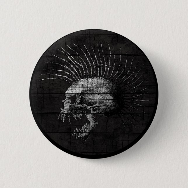 Schädel-Mohikaner Button (Vorderseite)