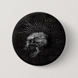 Schädel-Mohikaner Button