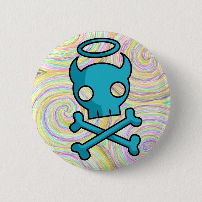 Schädel-Muffin-Fabrik wirbelte Knopf Button (Vorderseite)