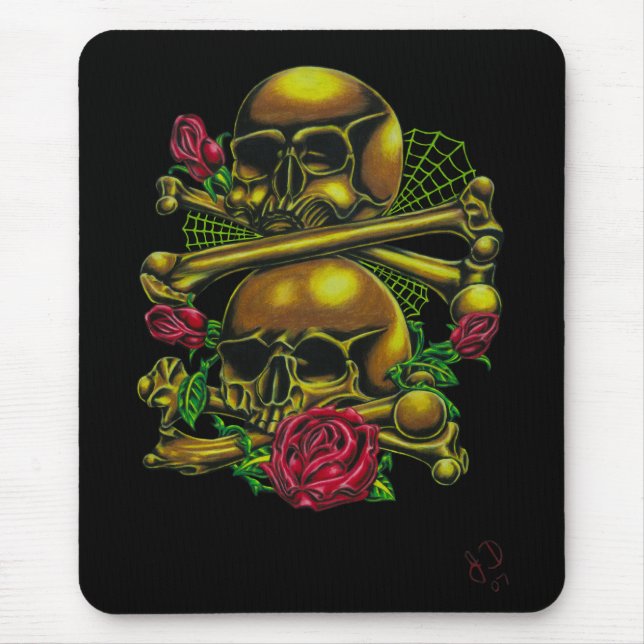 Schädel, Netze und Rosen Mousepad (Vorne)