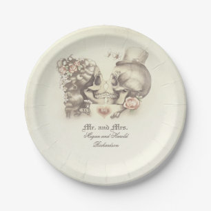 Schädel-Paar Gothic-Hochzeit Pappteller