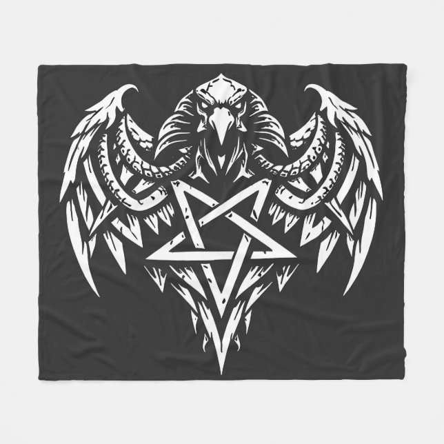 Schädel Pentagramm Tribal von BurnsInhell Fleecedecke (Vorderseite (Horizontal))
