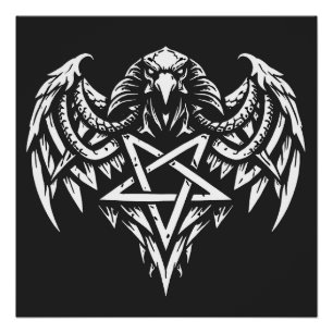 Schädel-Pentagramm-Tribal von BurnsInhell Poster