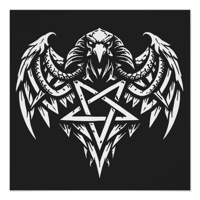 Schädel-Pentagramm-Tribal von BurnsInhell Poster (Vorderseite)