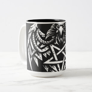 Schädel-Pentagramm-Tribal von BurnsInhell Zweifarbige Tasse