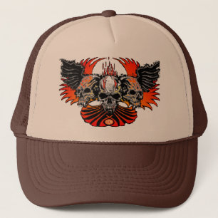 Schädel-Phoenix-Weiß, Dreiheit Winged Schädel Truckerkappe