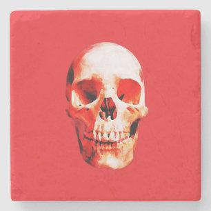 Schädel Pop Art Illustration Steinuntersetzer