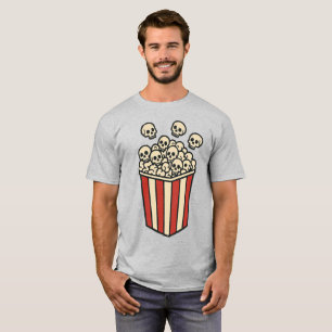 Schädel-Popcorn-Box-Aufkleber T-Shirt