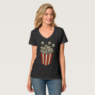 Schädel-Popcorn-Box-Aufkleber T-Shirt
