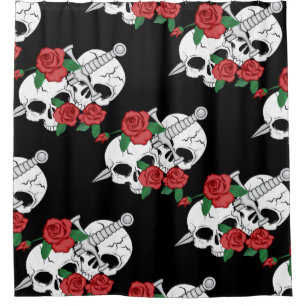 Schädel, Rose hatten Dagger Duschvorhang