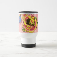 Schädel-Rosen-Tätowierungs-Entwurfs-Reise-Tasse