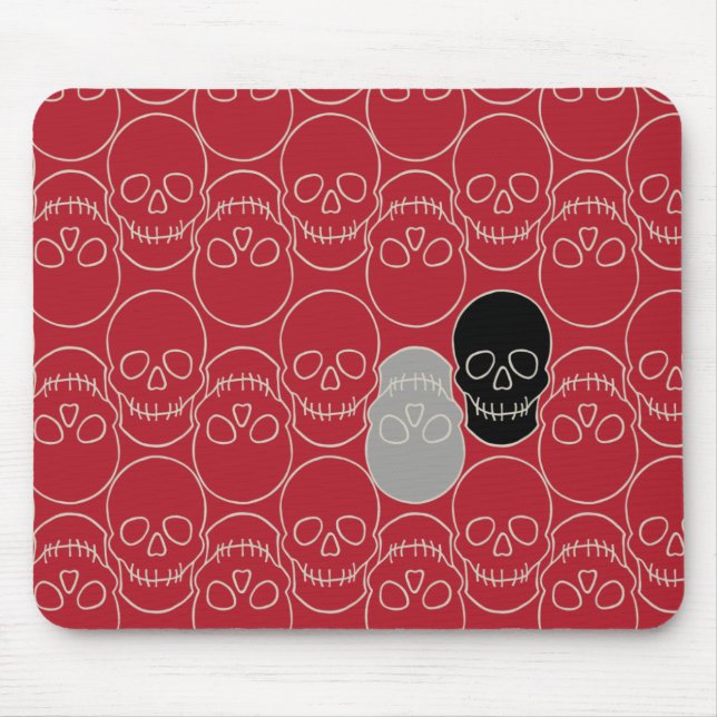 Schädel - Rot und Knochen weiß Mousepad (Vorne)