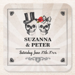 Schädel-rustikale Rosen-Untersetzer, die Rechteckiger Pappuntersetzer