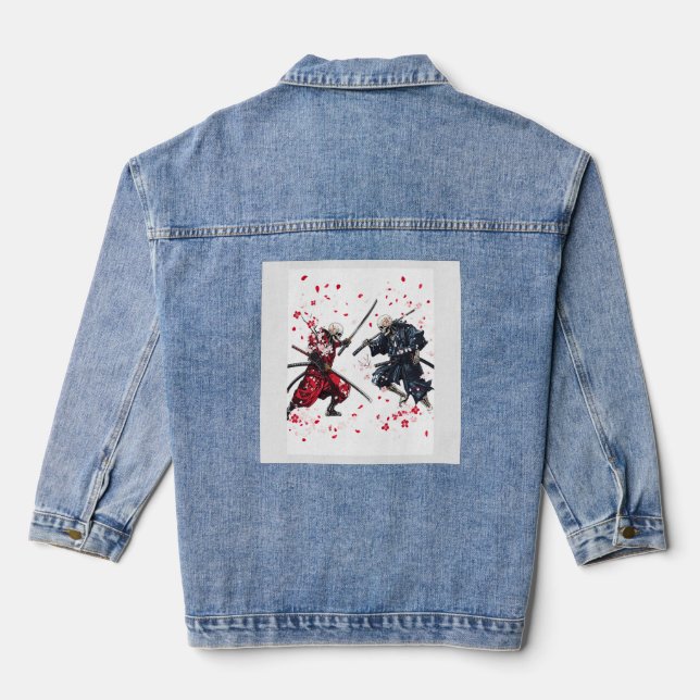 Schädel-Samurai-Duell Jeansjacke (Rückseite)