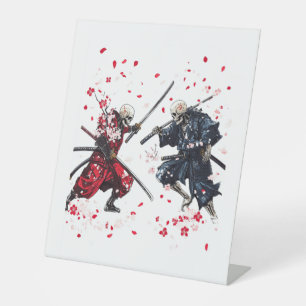 Schädel-Samurai-Duell Sockelschild