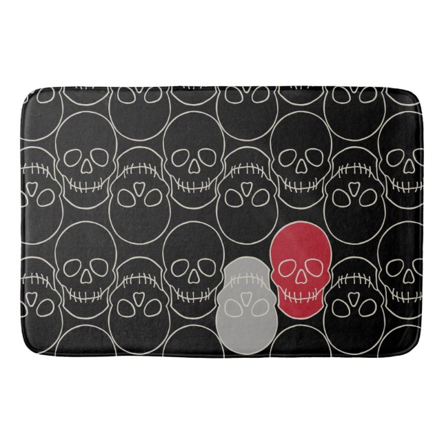 Schädel - Schwarz-Bein-Weiß Badematte (Vorderseite)