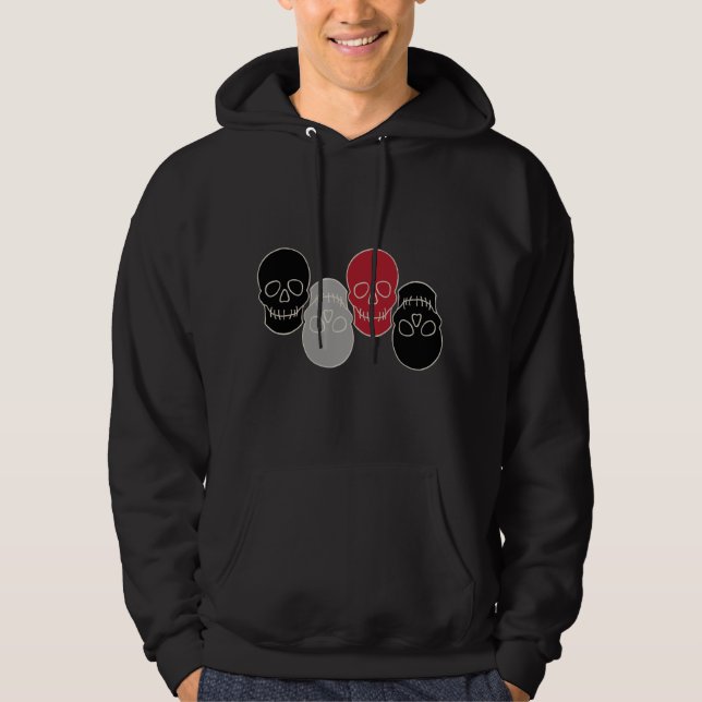 Schädel - Schwarz-Bein-Weiß Hoodie (Vorderseite)