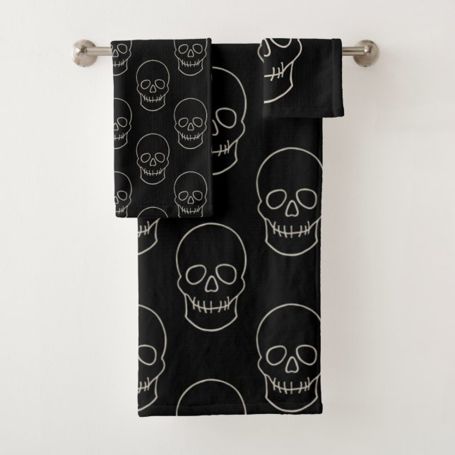 Schädel: Schwarz und Knochen weiß Badhandtuch Set (Insitu)