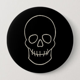 Schädel: Schwarz und Knochen weiß Button