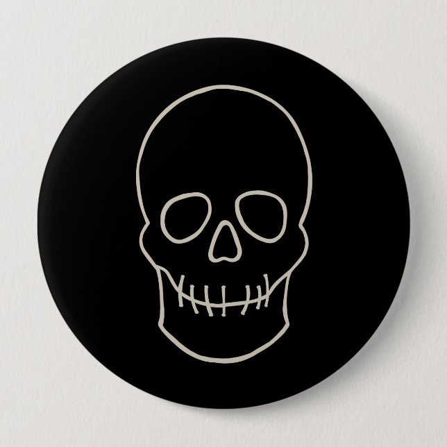 Schädel: Schwarz und Knochen weiß Button (Vorderseite)