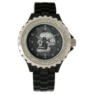 Schädel - Schwarz und Weiß Armbanduhr