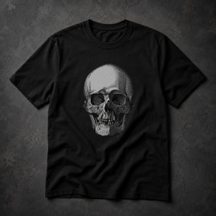 Schädel Schwarz-Weiß-Kunst T-Shirt