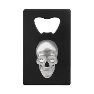 Schädel silber, 3D - Geldbeutel Flaschenöffner