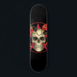 Schädel Skateboard<br><div class="desc">Schädel und Rose Kamelien. Schädel und Blume sind in der Regel ein Symbol für Leben und Tod,  wenn sie zusammen gestellt werden. Schönheit und Zerfall. Alle einen Teil des Lebenszyklus. Die Symbole dessen,  was wir Liebe haben und was wir fürchten.</div>